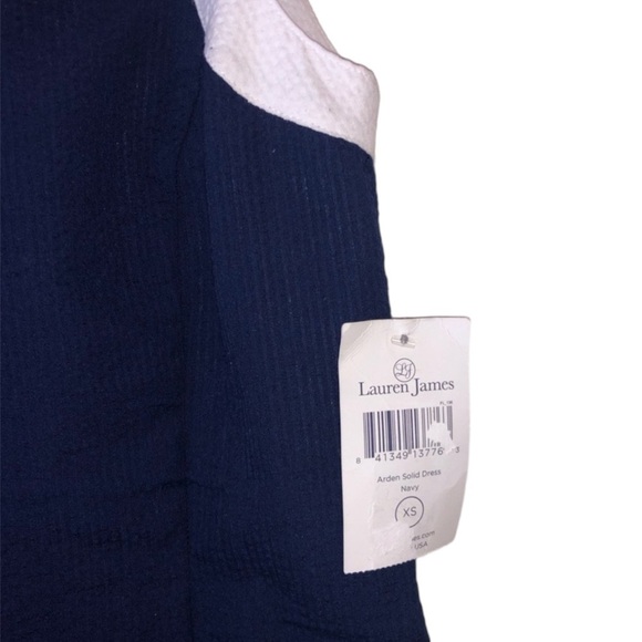 NWT Lauren James Arden Solid Seersucker Dress in Navy and White Contrast size XS - Picture 5 of 12